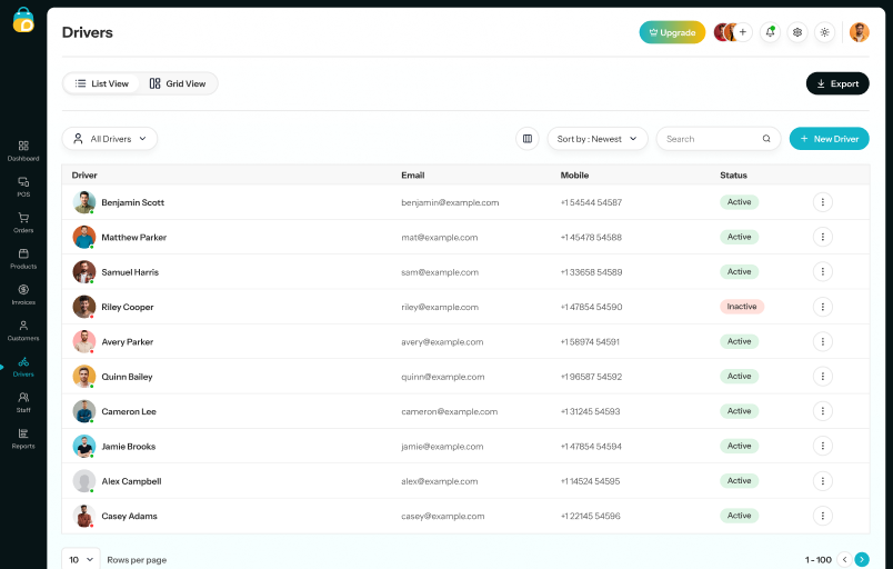 Laundry POS Driver Management Dashboard